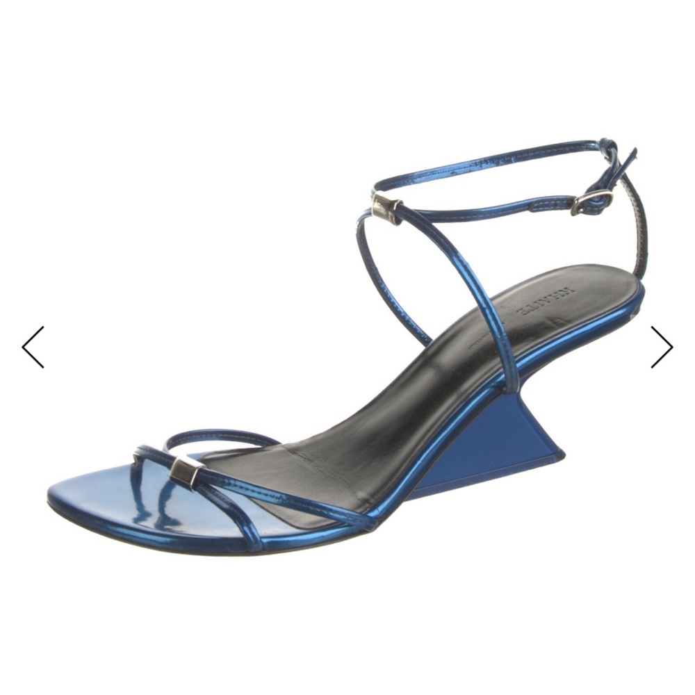 KHAITE Metallic Blue Strappy Sandals